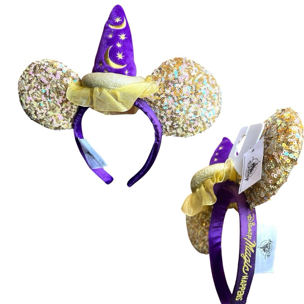 Disneyland Sorcerer Mickey Magic Happens Minnie Sequin Ears Headband Parade New